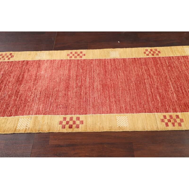 Geometric Gabbeh Kashkoli Oriental Runner Rug Wool Hand-knotted Carpet - 2'8" x 8'8"