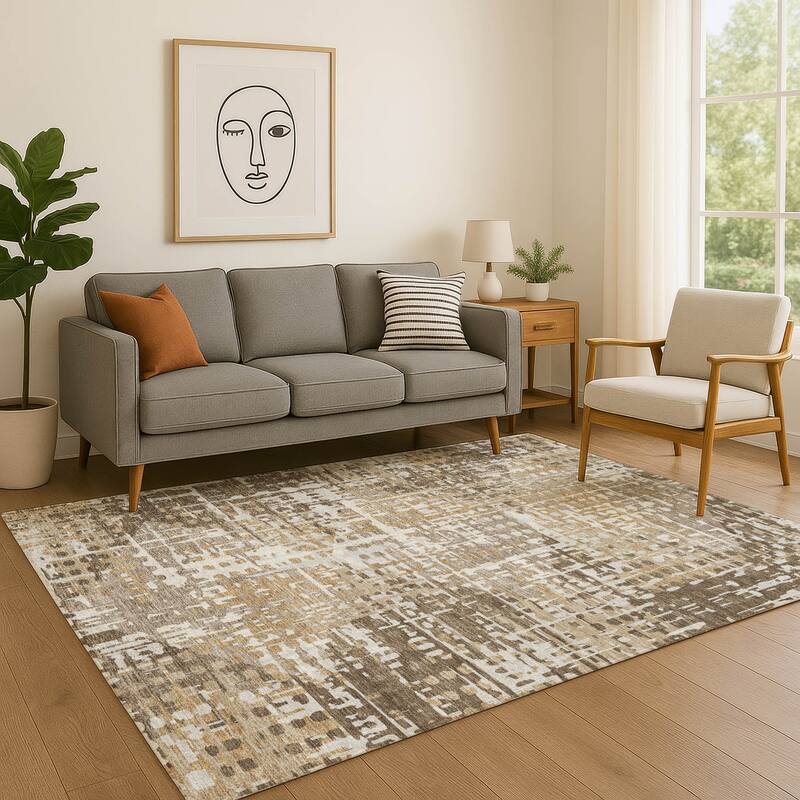 Premium Washable Super Soft Hatch Diamond Mayfield Rug - Brown - 9' x 12'
