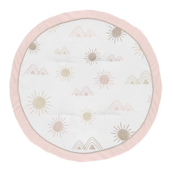 slide 2 of 4, Boho Desert Sun Girl Baby Tummy Time Playmat - Blush Pink Mauve Gold Taupe Bohemian Watercolor Mountains Southwest Nature