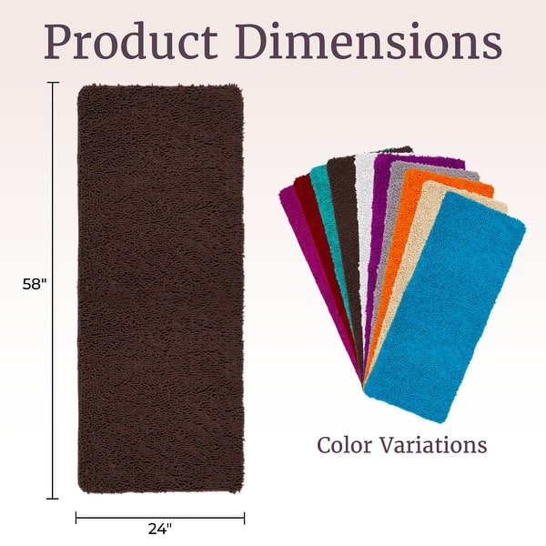 dimension image slide 6 of 7, 58x24-Inch Bathroom Runner with Non-Slip Backing - Absorbent High-Pile Chenille Memory Foam Bathroom Rug by Windsor Home