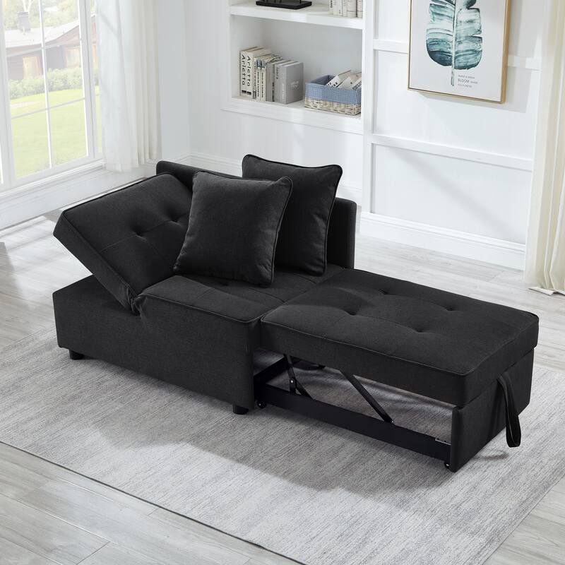 4-in-1 Sofa Bed - Convertible Recliner with Wood Frame