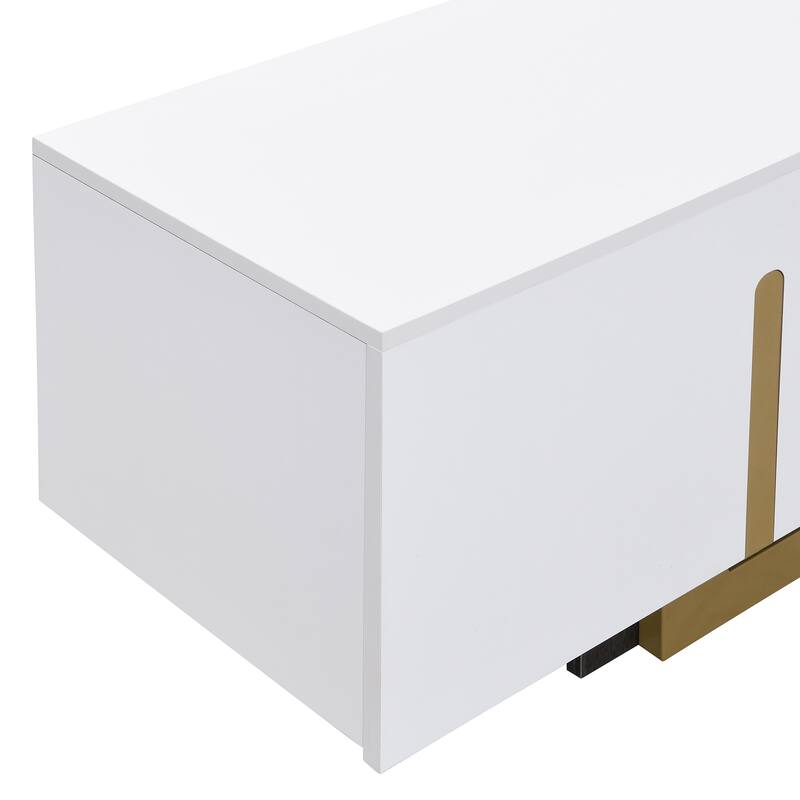 66.7" Light Luxury TV Stand for TVs up to 70 Inches, Modern TV Cabinet with Metal Legs,1 Drawer, 2 Cabinets