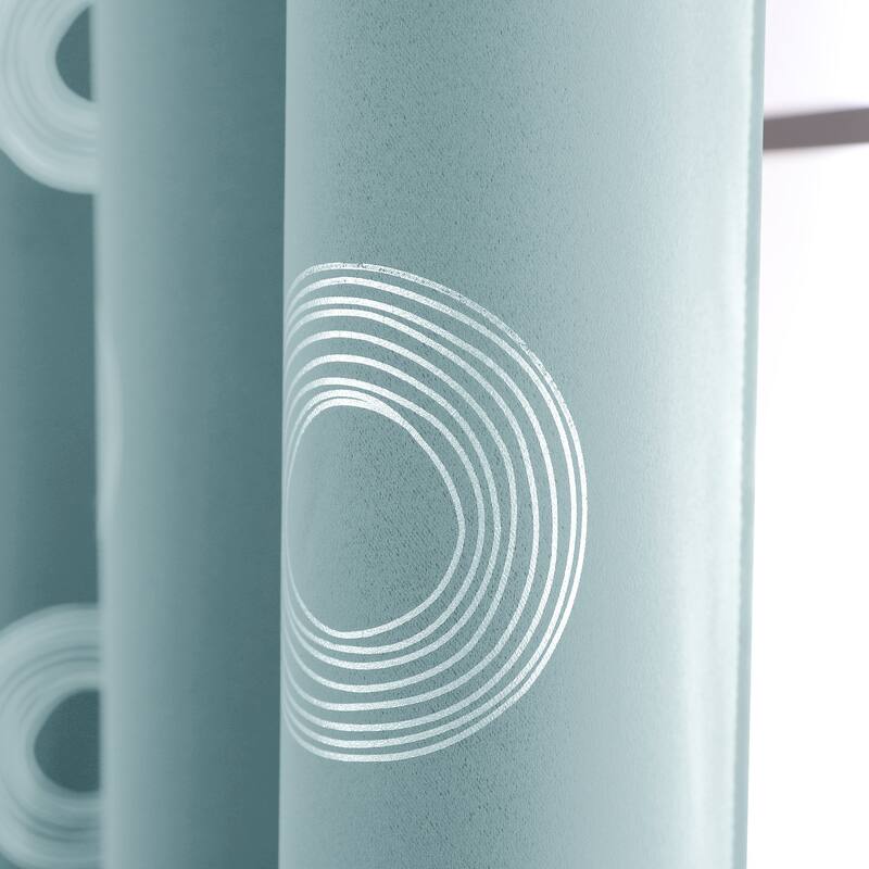 Concentric Circles Pattern Room Darkening Curtain 2 Panels