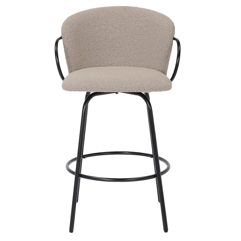 Modern Fabric & Metal 26" Counter Stool w/Swivel, Set of 2