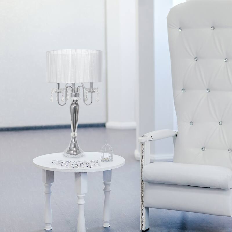 Lalia Home 31" Chrome Cascading Crystal Table Lamp - 31