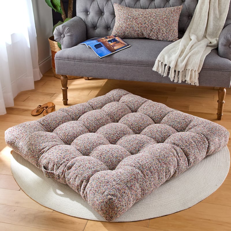 Sorra Home Indoor Tufted Floor Pillow Single - 40 in H x 40 in W x 5 in D - Avery Fall