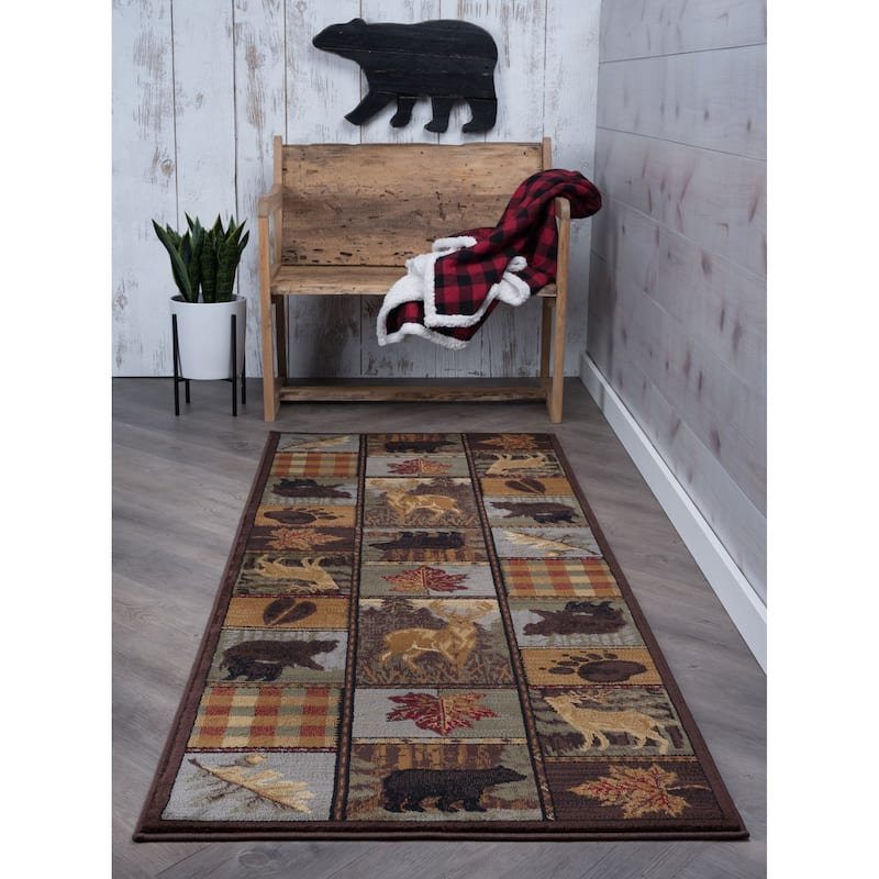 Natural Lodge Novelty Graphic Indoor Area Rug - 2'7'' x 7'3'' Runner - Multi