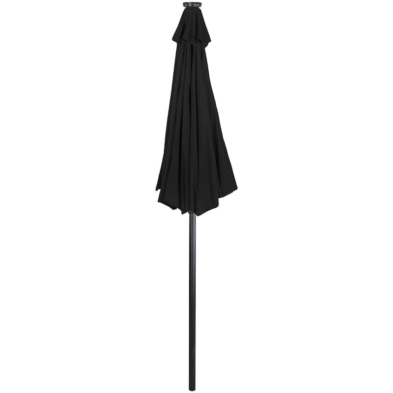 9ft Solar Lighted Outdoor Patio Market Umbrella with Hand Crank and Tilt