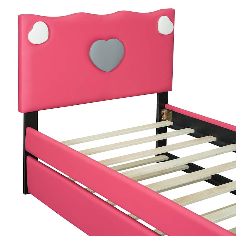 Twin Size Upholstered Platform Bed with Trundle