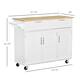 HOMCOM 48" Modern Kitchen Island Cart on Wheels with Storage Drawers, Rolling Utility Cart with Adjustable Shelves, Cabinets