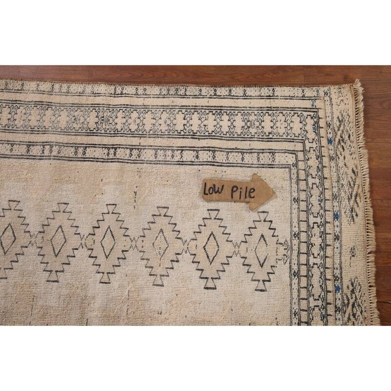 Hand Knotted Oriental 100% Wool Carpet Traditional Geometric Beige & Ivories Bokhara Area Rug - 4' 8'' X 2' 11''
