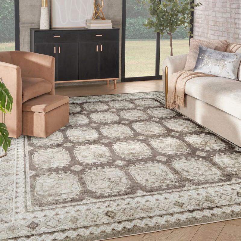 Nourison Dekor Indoor only Moroccan Area Rug - Ivory/Brown - 7'10" x 9'10"