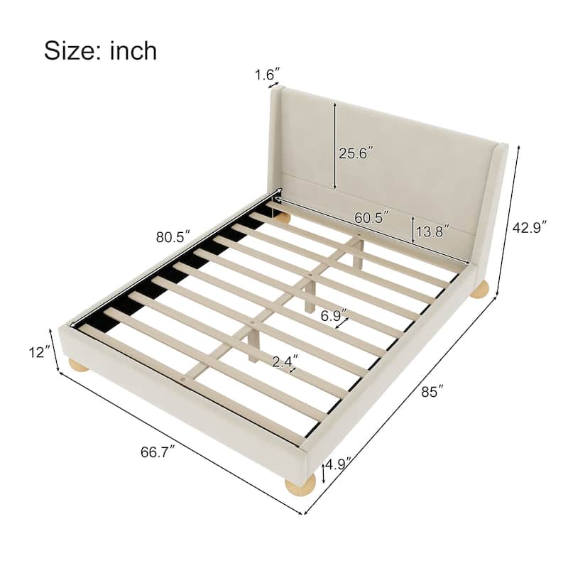 Velvet Upholstered Platform Bed