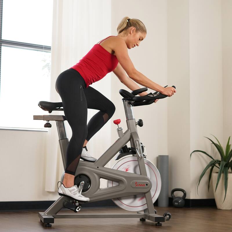 Sunny Health & Fitness Synergy Pro Magnetic Indoor Cycling Bike - Grey - 49L x 22W x 46.5H in