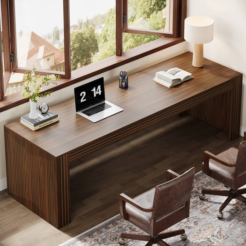 79 Inch Extra Long Desk, Two Person Desk, Double Computer for Home Office - Dark Brown