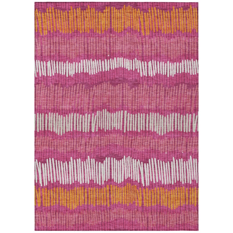 Machine Washable Indoor/ Outdoor Chantille Abstract Stripe Rug