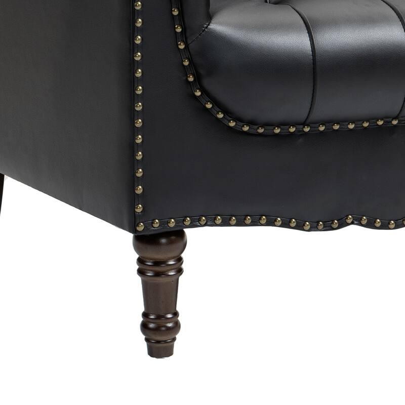 31" W Tufted Vegan Leather Accent Chairs for Living Room Set of 2