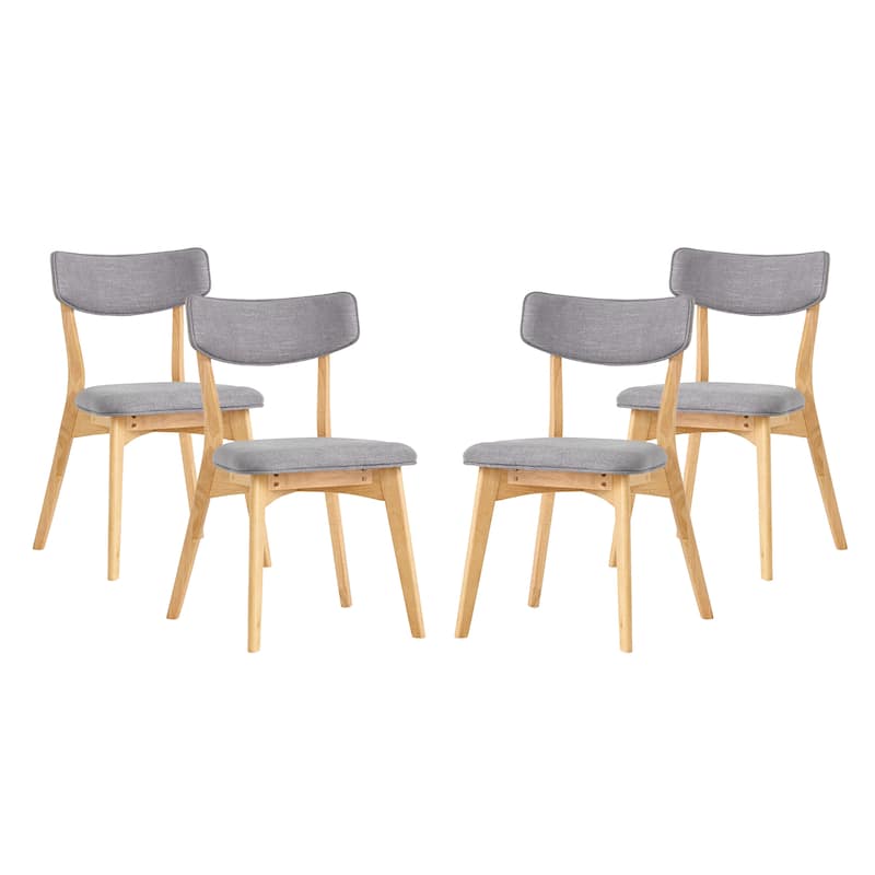 Christopher Knight Home-Chazz Mid-Century Modern Upholstered Rubberwood Dining Chairs (Set of 2/4) - 4-Piece - Dark Grey + Natural Oak