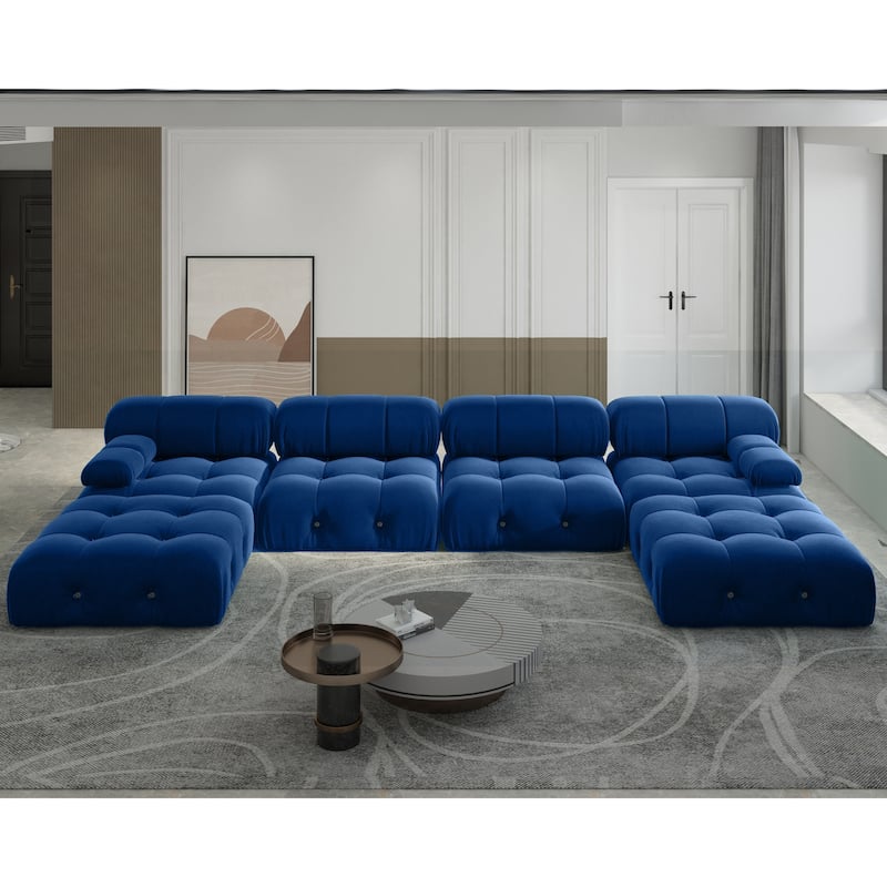 138" Convertible Modular Sectional Sofa, U-Shaped Minimalist Velvet Sofas Couches