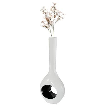Tall Floor Vase, White Vase with Hole Inside Black 45 Inch Vase, Tall Vase for Home Décor, Interior Decoration, Modern Vase