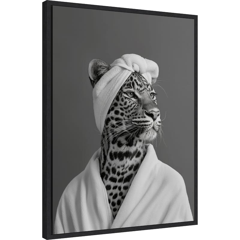 Lady Leopard Spa Day by Niky Rahner Framed Canvas Wall Art