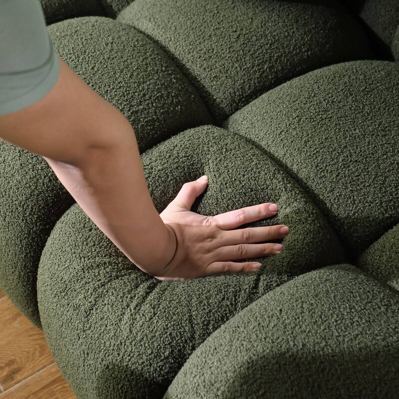 Modern 3-Seat Boucle Sofa with Clean Lines and Plush Cushions