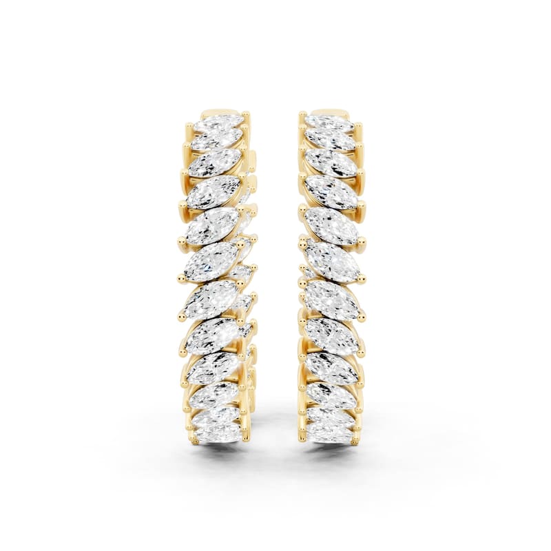 Auriya 14k Gold 5 1/2ctw Marquisel Hoop Lab Grown Diamond Earrings (F-G VS)