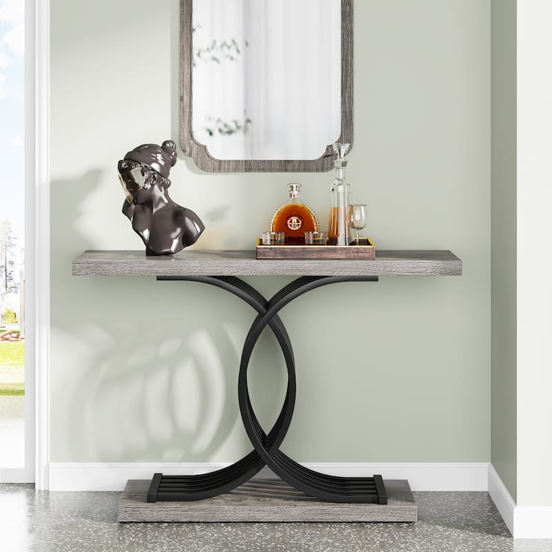 40" Modern Console Table, Faux Marble Entryway Hallway Table for Foyer