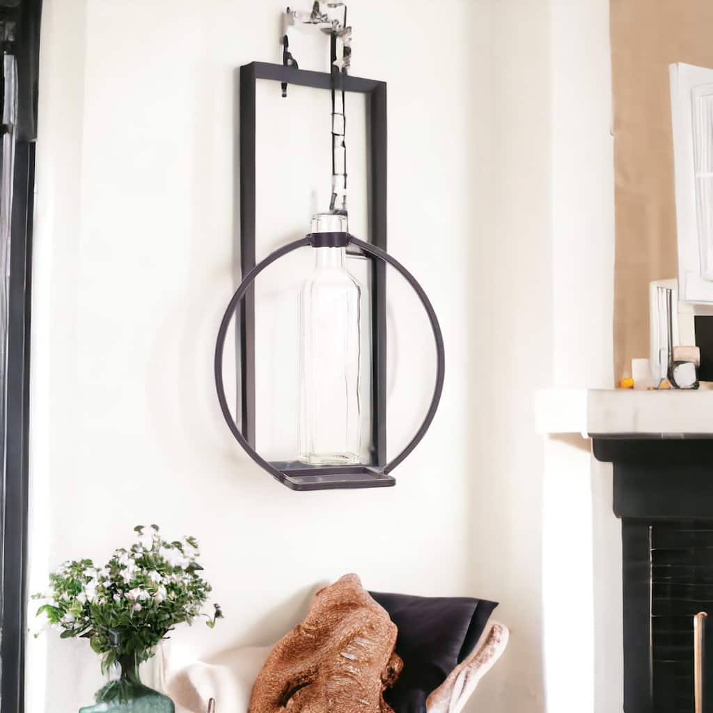 HomeRoots Set of Four 9" Metal Gray Round Wall Vase - 3.75