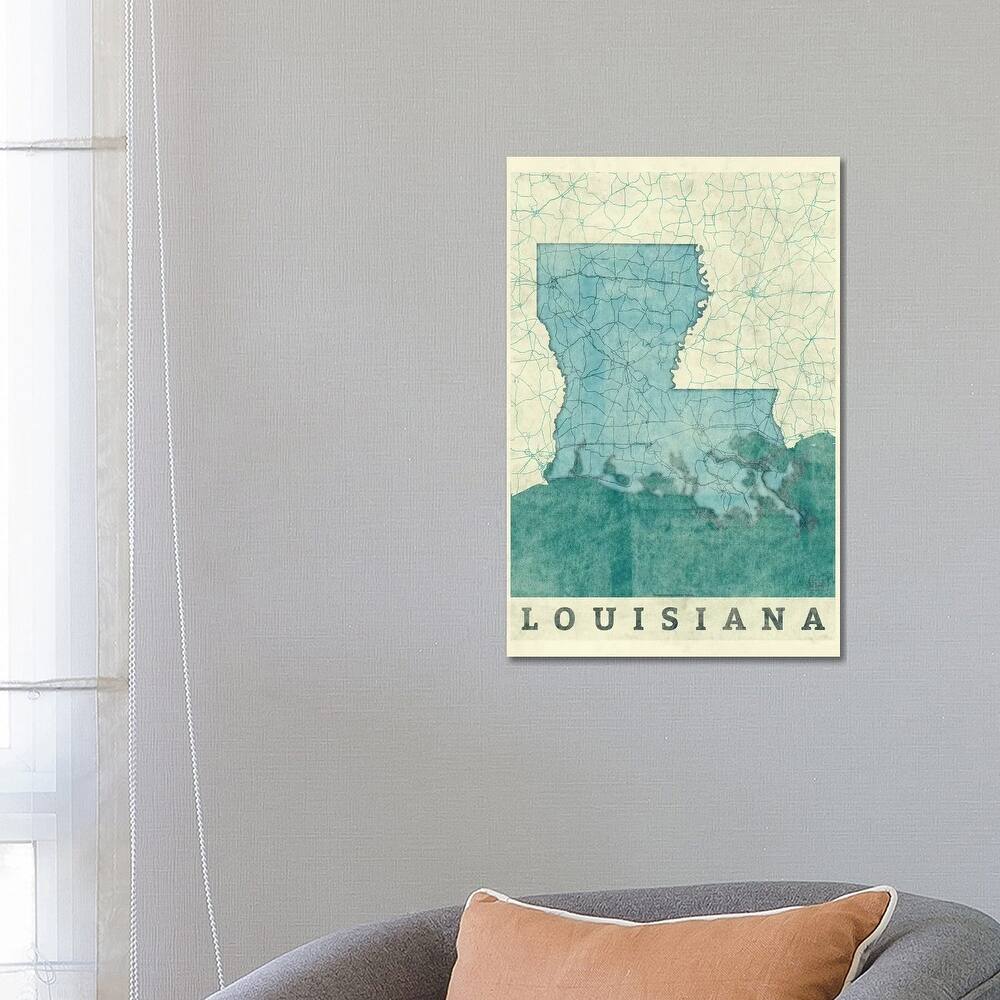 iCanvas "Louisiana Map" by Hubert Roguski Canvas Print
