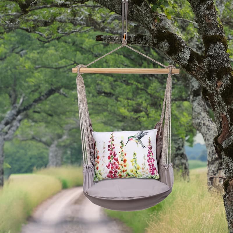 Magnolia Casual Swing Set 4 piece - Gray Solid w/ Foxgloves w/Hummingbird