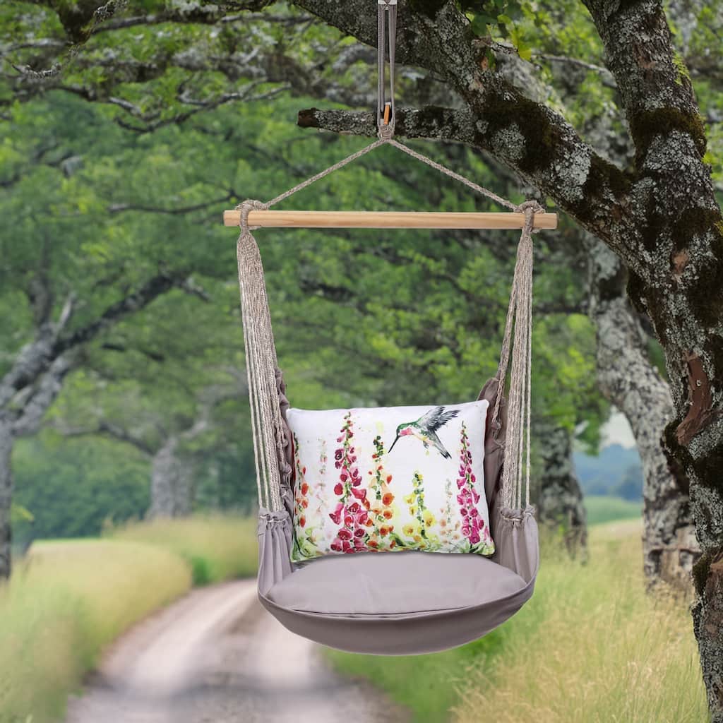 Magnolia Casual Swing Set 4 piece - Gray Solid w/ Foxgloves w/Hummingbird