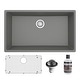 preview thumbnail 1 of 52, Karran Undermount 32.5 in. Large Single Bowl Quartz Kitchen Sink Kit Grey