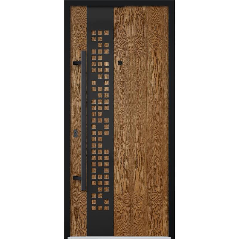 Exterior Prehung Steel Entry Door Ronex 0131 Grey 2 Sidelites Top Window Stainless Steel Inserts 16+36+16x96 Left Hand - Beige - 36 x 80