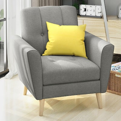 Mid-Century Modern Fabric Tufted Club Chair Gray - 30.75" x 33.50"