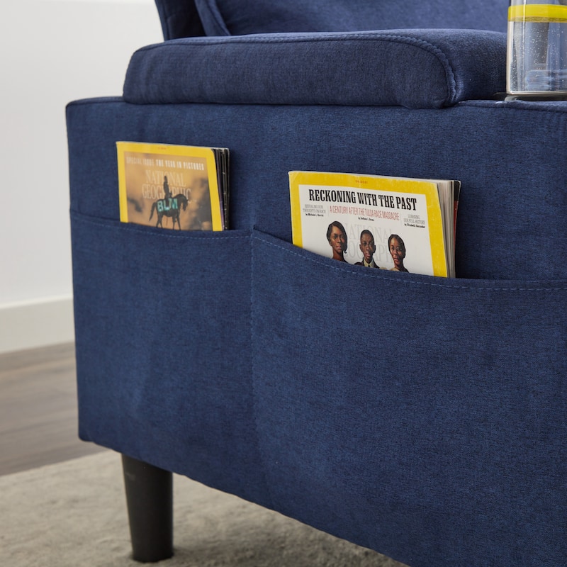 78'' Fabric L-Shaped 3-Seater Sectional Sofa with Storage Ottoman, USB Port, Cup Holders, and Magazine Bags