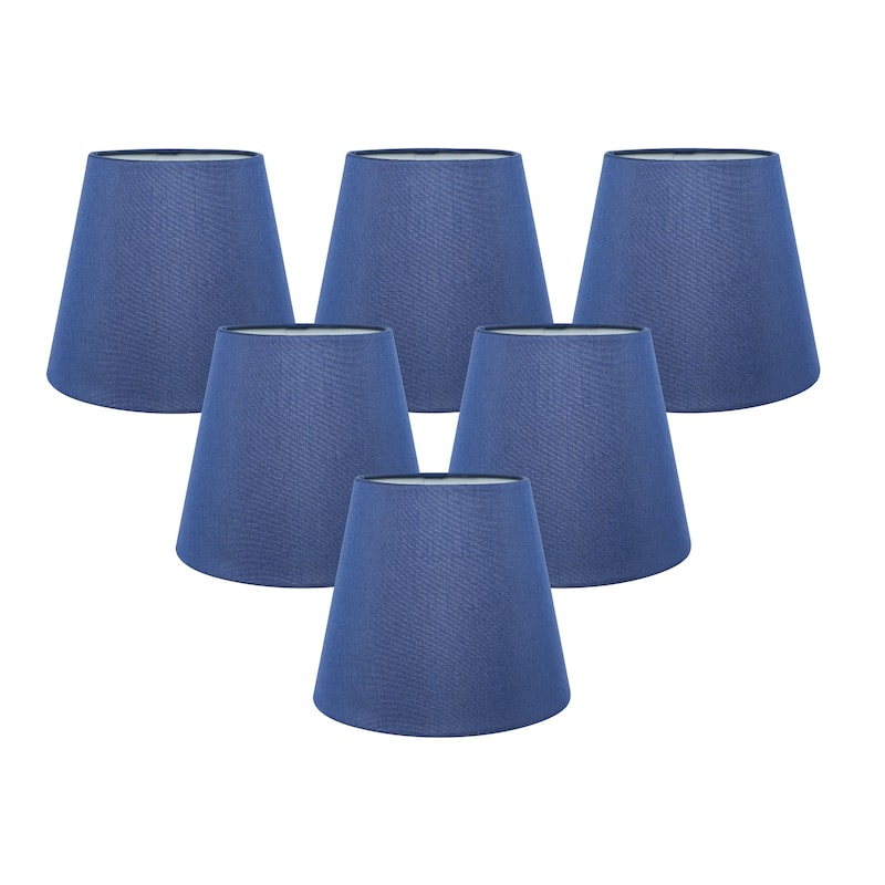 Meriville Faux Silk Clip On Chandelier Lamp Shades, 4-inch by 6-inch by 5-inch - Set of 6 - Blue
