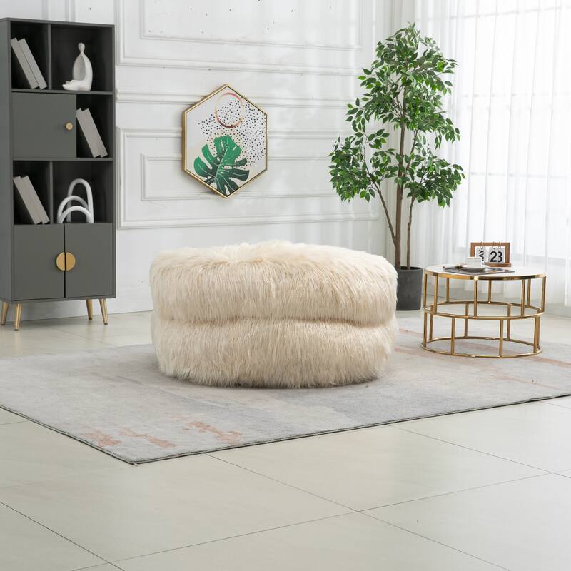 Fluffy Bean Bag Chair with Ottoman, Comfy Bean Bag Lounger for Adults and Kids, Ultra Soft Lazy Sofa Chair with Memory Foam