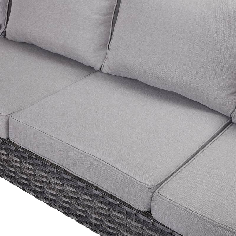 Gymojoy Outdoor Patio Furniture Sofa 3 Seater Wicker Sofa With Ottoman Set