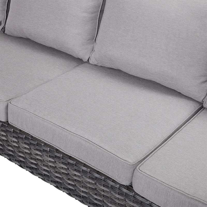 Gymojoy Outdoor Patio Wicker Sectional Sofa Set with Ottomans and Cushions