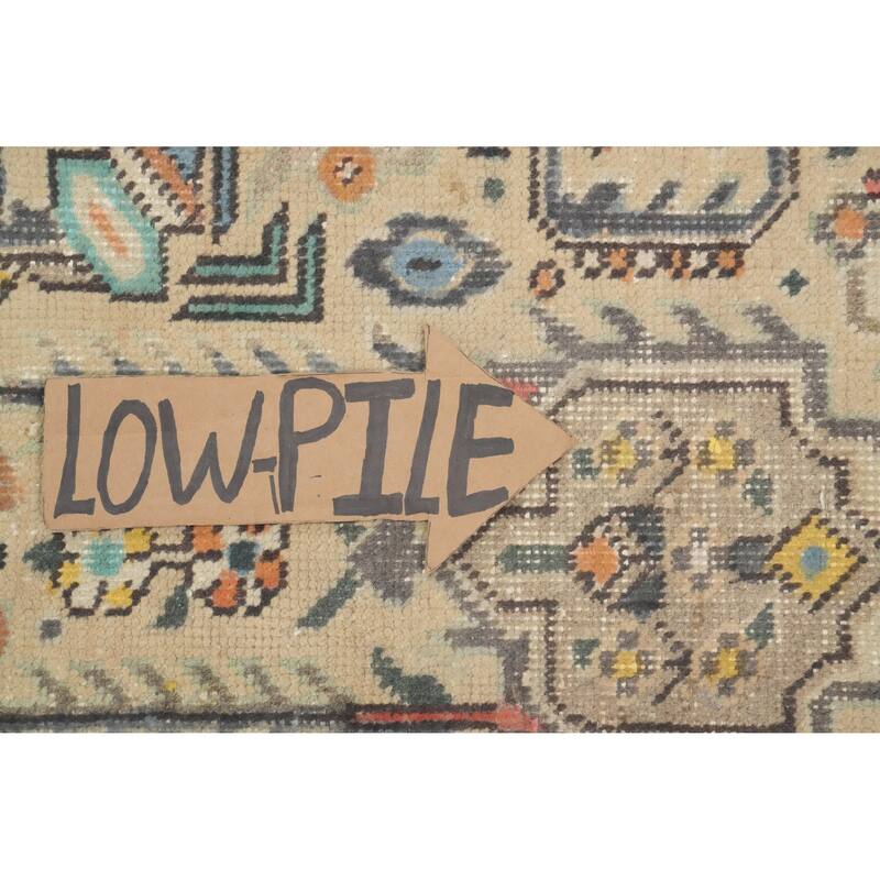Hand Knotted Oriental 100% Wool Carpet Traditional Floral Beige & Ivories Tabriz Area Rug - 12' 8'' X 9' 5''