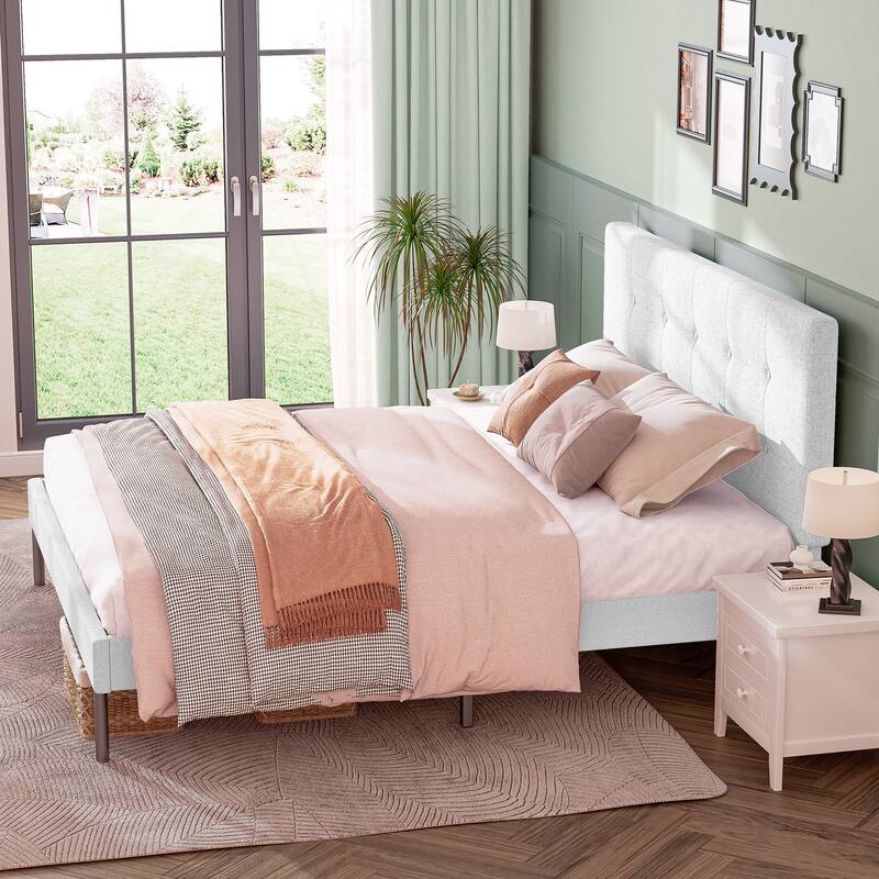Modern Wooden Bed Frame With Headboard