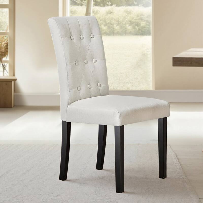 Tufted Dining Room Chairs Set of 2, Parsons Diner Chairs Upholstered Side Kitchen Chairs with Solid Wood Legs and Padded Seat
