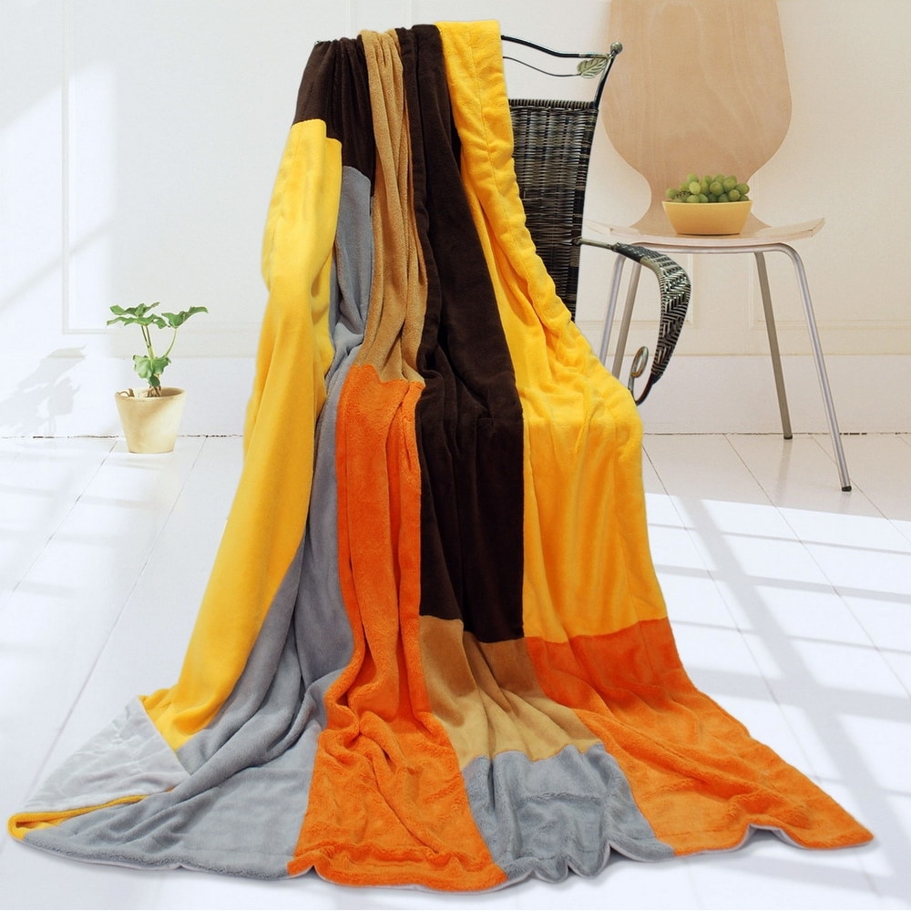 Paint My Love Soft Coral Fleece Patchwork Throw Blanket (59 by 78.7 inches)  - Bed Bath u0026 Beyond - 36118112
