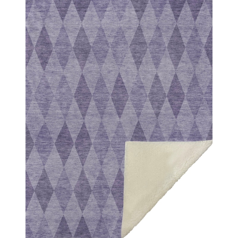 Premium Machine Washable Modern Argyle Sherpa Throw Blanket