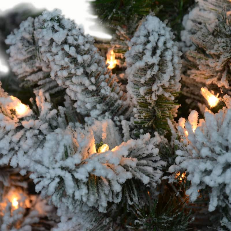 Puleo International Pre-Lit 7.5' Flocked Virginia Pine Artificial Christmas Tree