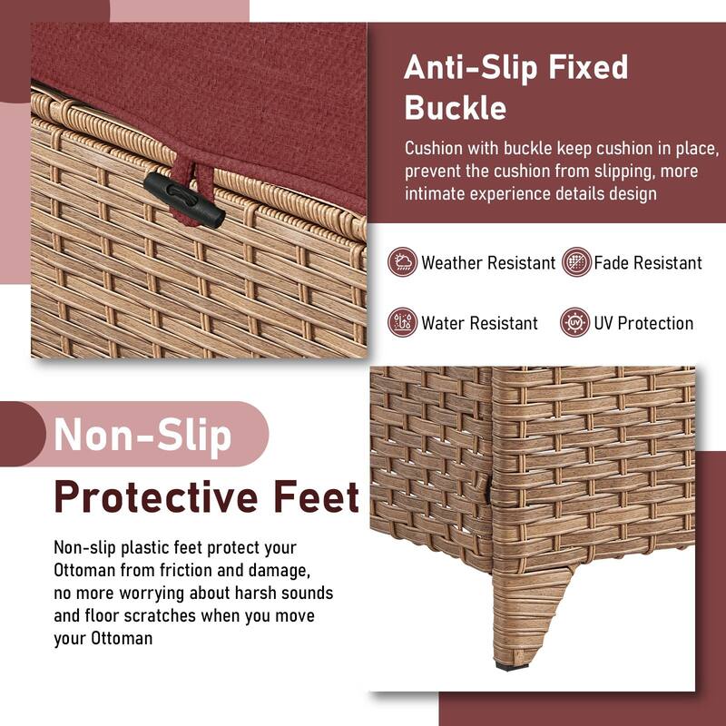 Outdoor Rattan Chair with Coffee Table and Ottoman