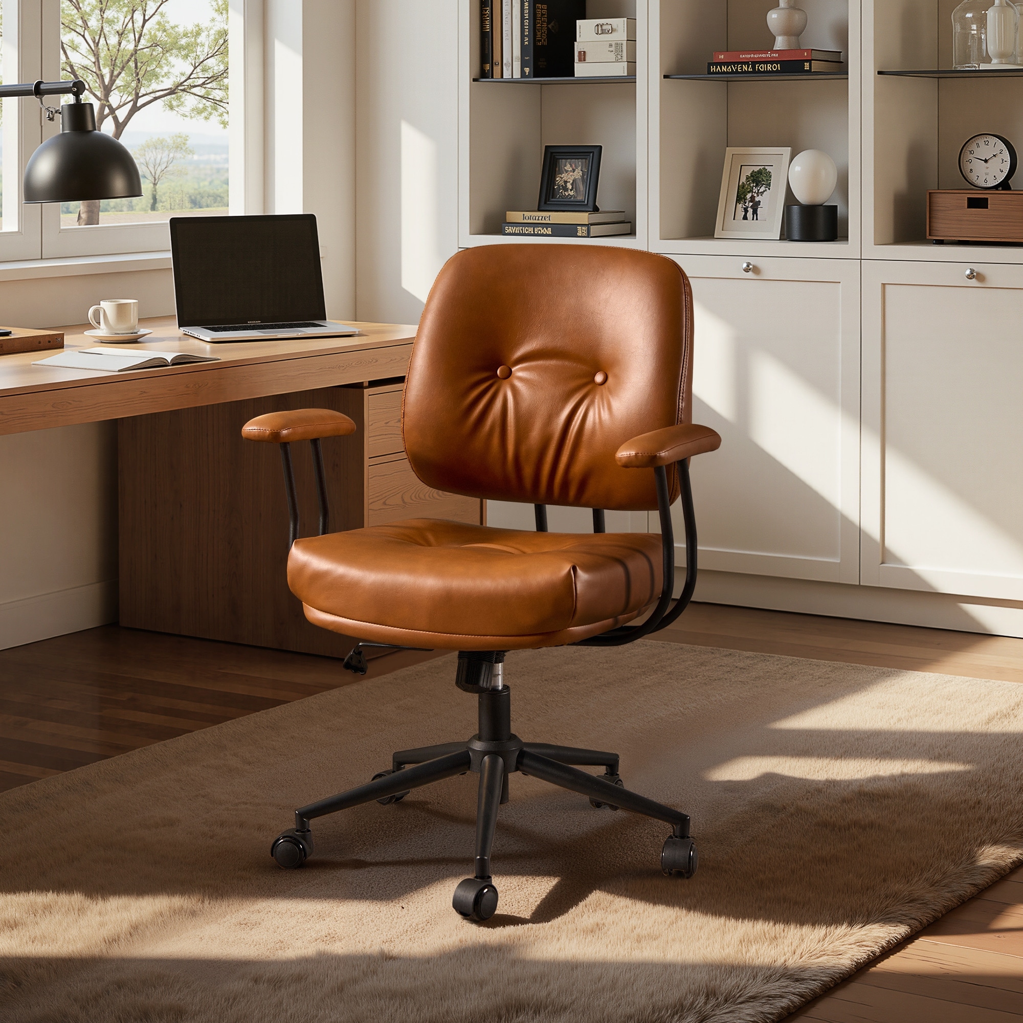 OVIOS Ergonomic PU Leather Office Swivel Desk Chair