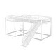 preview thumbnail 12 of 13, Stylish Full and Twin Size L-Shaped Bunk Bed with Slide and Short Ladder, 4 Beds in 1, Sturdy Frame, White