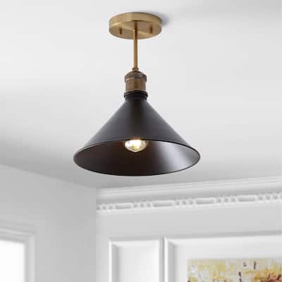 Nira 11" Metal LED Semi-Flush Mount, Oil Rubbed Bronze/Brass Gold by JONATHAN Y